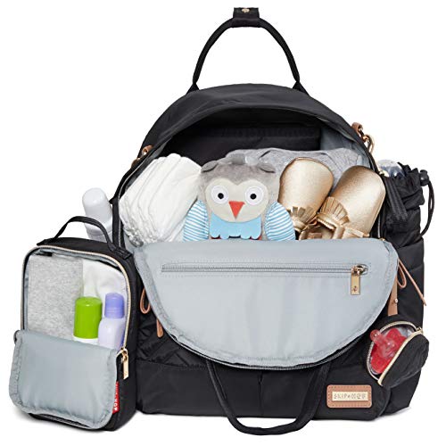 Skip Hop Diaper Bag Backpack: Suite 6-in-1 Diaper Backpack Set, Multi-Function Baby Travel Bag with Changing Pad, Stroller Straps, Bottle Bag and Pacifier Pocket, Black