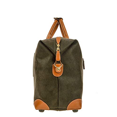Bric’s LIFE Cargo Duffel Bag, Luxury Travel Weekender with Water-Resistant Faux Suede and Leather Details – 18 Inch, Olive