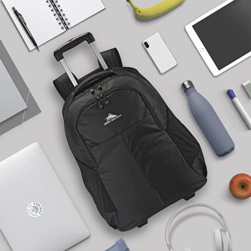High Sierra Powerglide Pro Wheeled Backpack, Rolling Laptop Bag for Travel, Fits most 15.6” Laptops, 40L, Black