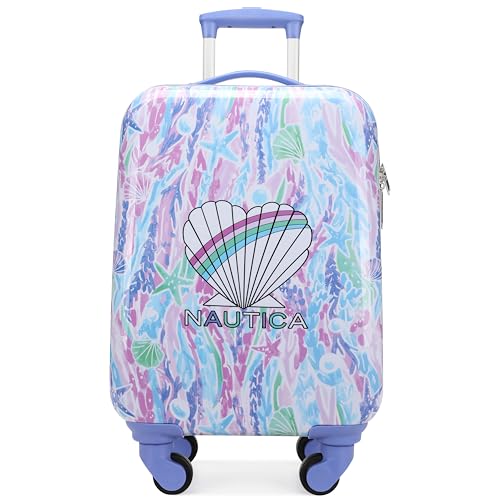 Nautica Kids 18" Hardside Carry-on Suitcase with Spinner Wheels, Pastel Shell