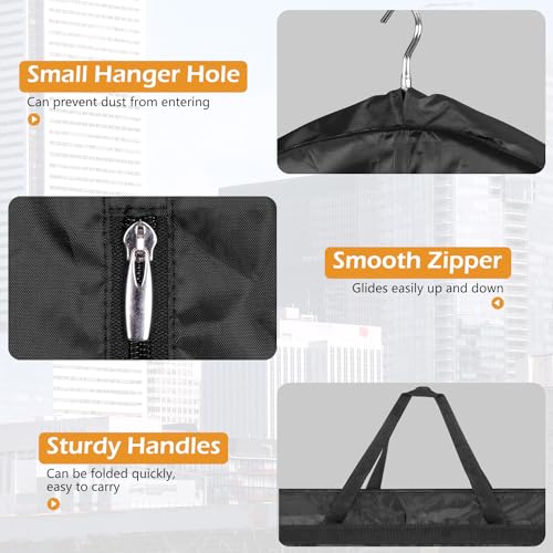 MISSLO 65" Long Garment Bags for Travel Dress Bags for Hanging Clothes 2 Packs Wedding Dress Cover Waterproof Clothes Protector for Closet Storage for Gowns, Tuxedos, Coats, Black