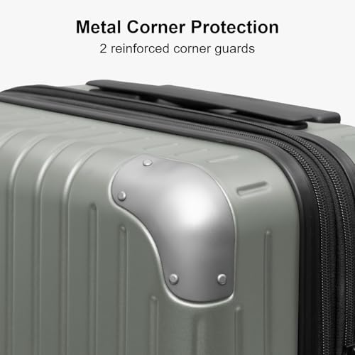 LEVEL8 Carry on Luggage Airline Approved, Hardshell Suitcases with Spinner Wheels, PC Expandable Luggage, 20 Inch, Green