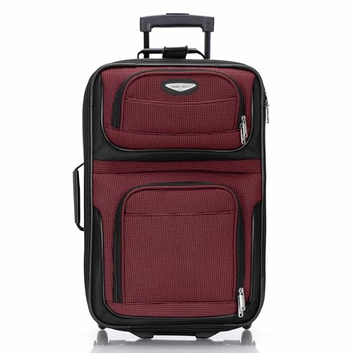 Travel Select Amsterdam Softside Expandable Luggage with Rolling Wheels, Red, 21-Inch Carry-on