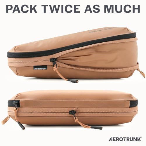 Aerotrunk Ultralight Compression Packing Cubes - Lightweight Travel Organizers for Suitcases and Luggage (6-Pack, Mocha)