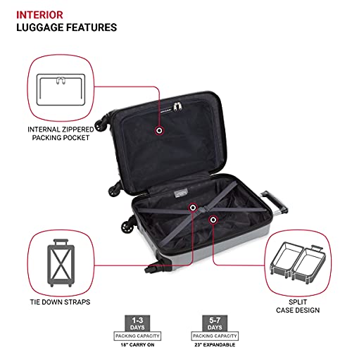 SwissGear 3750 Hardside Luggage with Spinner Wheels, Silver, 2-Piece Set (18.5/23)