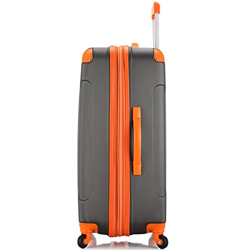 Rockland London Hardside Spinner Wheel Luggage, Charcoal, Checked-Large 28-Inch