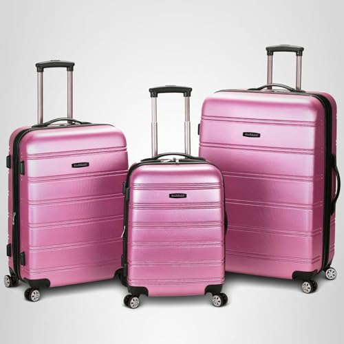 Rockland Melbourne Hardside 2 Piece Expandable Spinner Wheel Luggage Set, (20"/28"), Pink