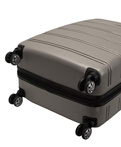 Rockland Melbourne Hardside 3 Piece Expandable Spinner Wheel Luggage Set, (20"/24"/28"), Silver