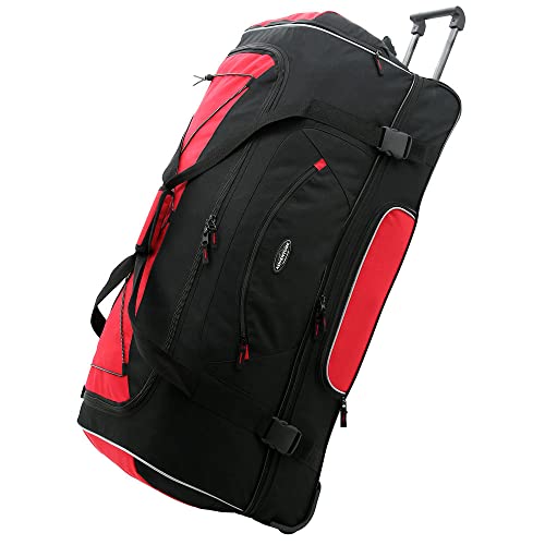 Travelers Club Adventure Travel Rolling Duffel Bag, Red, 36-Inch