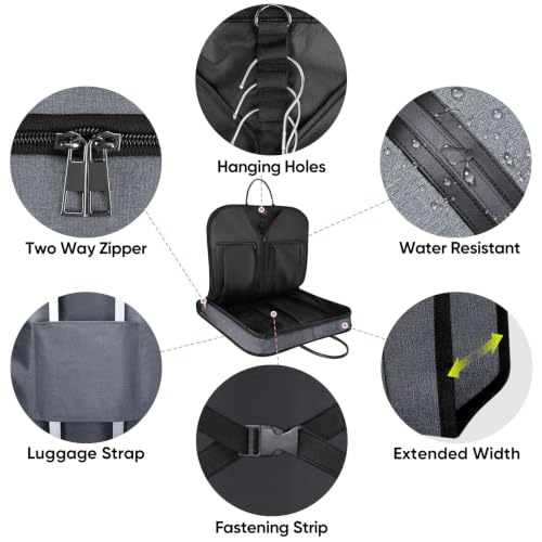 BALEINE Travel Garment Bag, Travel Suit Bag for Men, Water Resistant Carry on Garment Bag for Hanging Clothes, Garment Duffel Bag for Travel Business (Grey, 48")