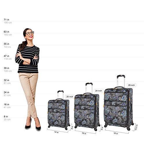 LUCAS Designer Luggage Carry On Collection - Expandable 20 Inch Suitcase - Durable Small Ultra Lightweight Bag with 4-Rolling Spinner Wheels (Diva)