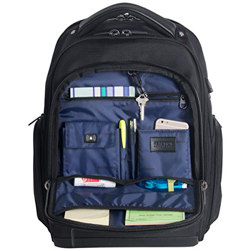 Kenneth Cole Reaction ProTec Travel Business Backpack 17" Laptop Computer TSA Checkpoint-Friendly Bookbag With USB Port, Black