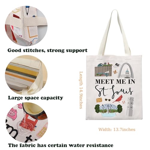KUIYAI Saint Louis Tote Bag Saint Louis Trip Lover Canvas Bag City Vacation Gift Getaway Gift Meet Me In St Louis For Traveler (StLouis ToteS)