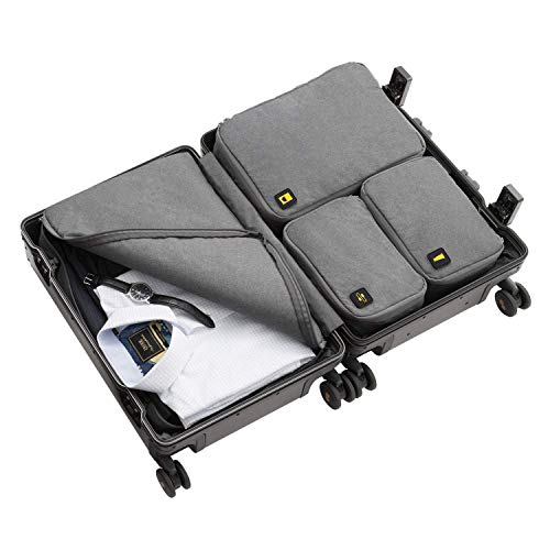 LEVEL8 Grace Expandable 20" Carry-On Luggage with 4 PC Organizer Packing Cubes - Black, Carry-On 20-Inch