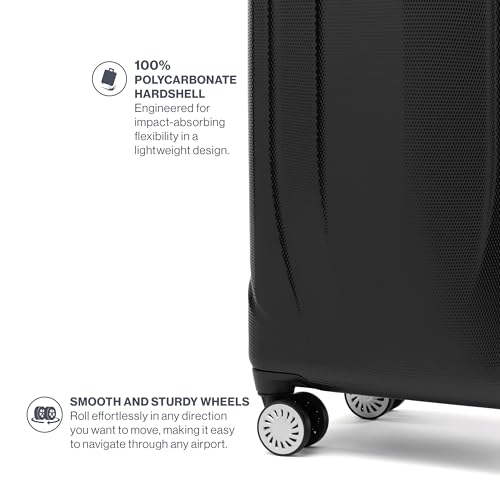 Travelpro Pathways 3 Hardside Expandable Luggage, 8 Spinner Wheels, Lightweight Hard Shell Suitcase, 3 Piece Set (21/25/28), Black Knight