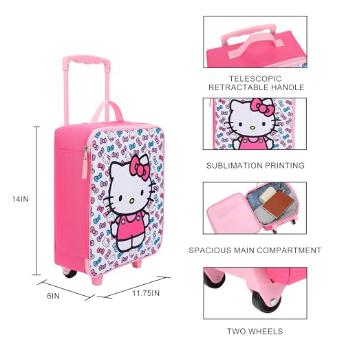 Bioworld Hello Kitty Bows 14" Youth Pink Pilot Case Luggage Suitcase