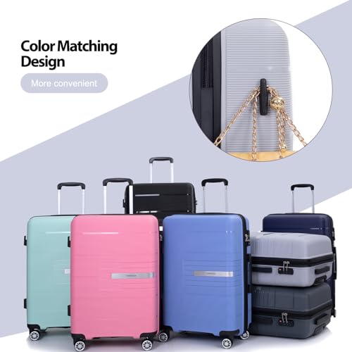 Tripcomp Luggage 3 Piece Sets Suitcase Set with Double Spinner Wheels, Lightweight Carry On Hardside Travel Luggage with TSA Lock, (20/24/28) (Silver)