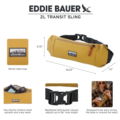 Eddie Bauer 2L Transit Sling Bag with Adjustable Waistband, Redwood