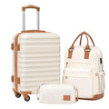 Coolife Luggage Sets Suitcase Set 3 Piece Luggage Set Carry On Hardside Luggage with TSA Lock Spinner Wheels (White, 3 piece set (BP/TB/20))