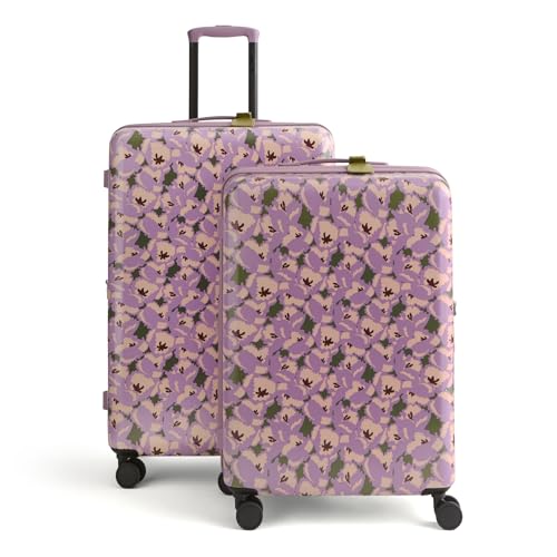 Hardside 2 Piece Luggage Set, Curly Tulips Purple, One Size
