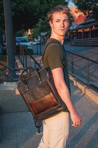 S-ZONE Genuine Leather Backpack Purse for Women Men Vintage Rucksack Handbag Travel Daypack