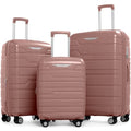 Gabbiano Unbreakable Hardshell PP Luggage Set 5 Year Warranty Extra Large with 8 Wheels Thick Shell Multi Layer PP 3 Piece Set, 22, 28, 30 Inch (Cameo Brown)