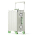 ROPLUS Aluminium Frame Carry on Luggage with Smooth Jelly Wheels, Hardside Zipperless Rolling Suitcase with TSA Lock (WhiteGreen, 21-Inch)