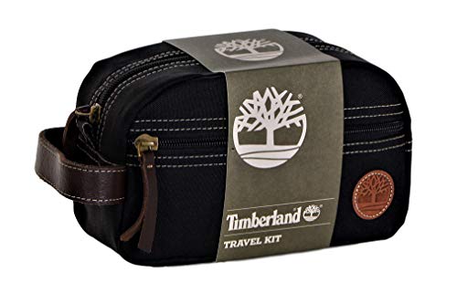 Timberland Men's Toiletry Bag Canvas Travel Kit Organizer, black, One Size