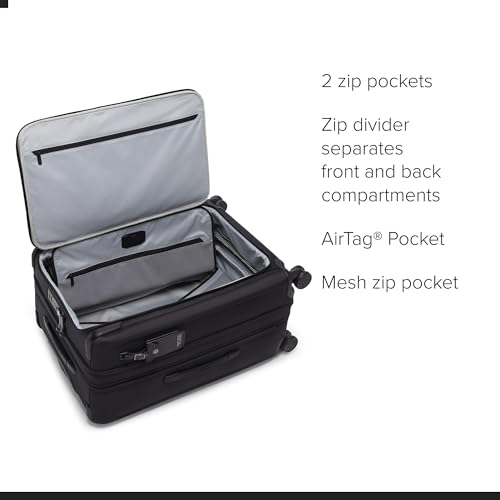TUMI - Alpha Medium Dual Access Expandable 4-Wheeled Checked Luggage - Zipper Expansion - Durable Ballistic Nylon - Medium Capacity Suitcase with TSA Lock - Black