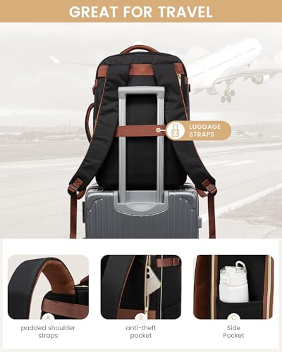 LOVEVOOK Travel Backpack for Women, 40L Airline Approved Carry On Backpack Luggage with 3 Packing Cubes, TSA Personal Item Travel Bag, Waterproof Weekender Backpack Fits 17.3" Laptop