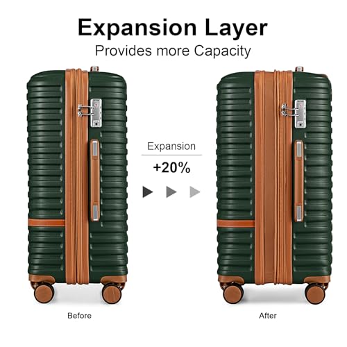 Joyway Luggage Set 7 Piece Suitcase Sets with Spinner Wheel,Hardside Expandable Travel Laggage with TSA Lock(18/20/24/28 Green)