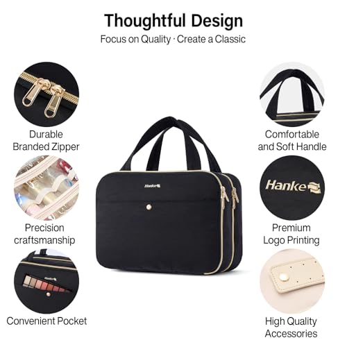 Hanke 20 Inch Expandable Carry on Luggage 22x14x9 Airline Approved Lightweight PC Hard Shell Suitcases and Hanging Travel Toiletry Bag for Women with Jewelry Organizer Compartment, Travel Essentials