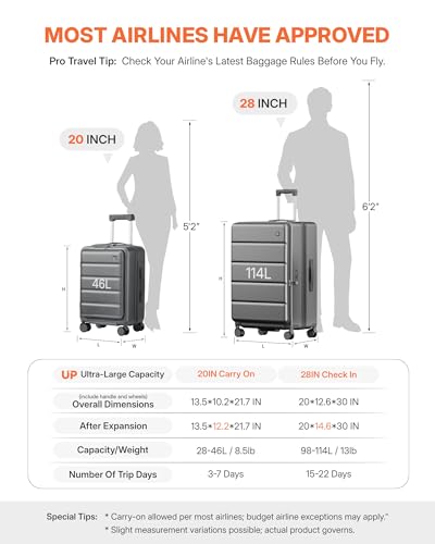 ISLAND ELEPHANT 20IN Carry On Luggage Airline Approved - Expandable Hardside Suitcase with 16" Laptop Compartment, Cup Holder, Phone Mount, USB Port,TSA Lock, 360°Spinner Wheels (Grey)