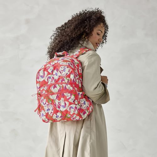Vera Bradley Women's Featherweight Large Bancroft Backpack, Swirling Poppies, One Size