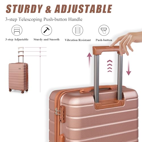 Cosbarn Luggage Sets 5 Piece Suitcases with Wheels, Suitcase Sets ABS Hard Case Luggage with TSA Lock Durable Carry-on Luggage with Spinner Wheels Travel Suitcase for Men Women