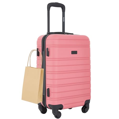 kensie 22" Peonies Hardside Carry-On Luggage with ID Tag, Flowering Ginger