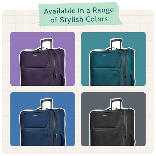 U.S. Traveler Aviron Bay Expandable Softside Luggage with Spinner Wheels, Teal, 3-Piece Set