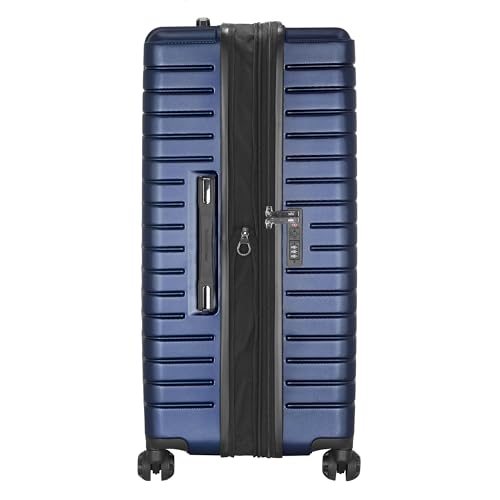 Traveler's Choice Archer Polycarbonate Hardside Spinner Luggage Set,Tie Down Straps, Blue, Checked 29-Inch