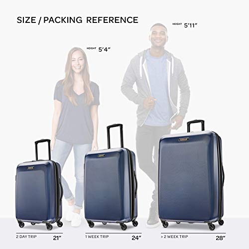 American Tourister Moonlight Hardside Expandable Luggage with Spinner Wheels, Navy, 3-Piece Set (21/24/28)