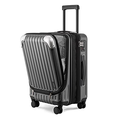 LEVEL8 Grace Expandable 20" Carry-On Luggage with 4 PC Organizer Packing Cubes - Grey, Carry-On 20-Inch
