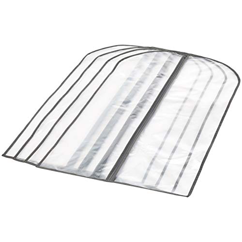 Amazon Basics Zippered PEVA Garment Bag, Dust Cover for Clothing Protection, Translucent White, 5-Pack