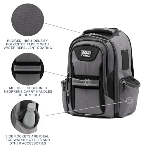 Travelpro Bold Softside 2-Piece Set — Expandable 2-Wheel Upright Large Luggage with Backpack, Grey/Black