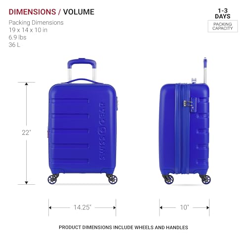 SwissGear 7366 Signature Hardside Expandable Luggage with Spinner Wheels, TSA Lock, Cup-Holder, Cobalt, Carry-On 19-Inch
