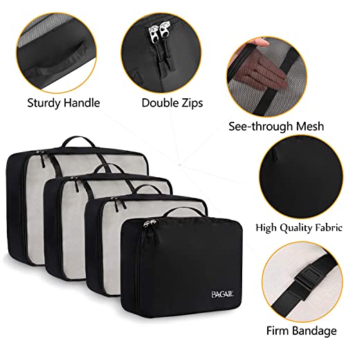 BAGAIL 8 Set Packing Cubes Luggage Packing Organizers for Travel Accessories-Jet Black