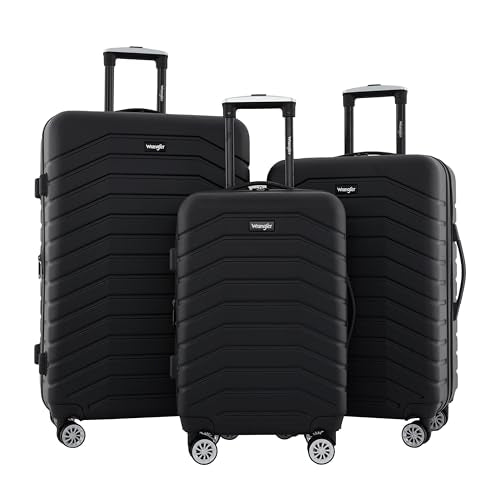 Wrangler Tahoe 3 Piece Spinner Luggage Set, Black