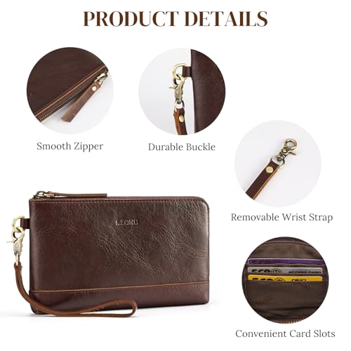 S-ZONE Leather Wristlet Wallets for Women Small Clutch Purses with Detachable Strap Card Holder Coin Purse