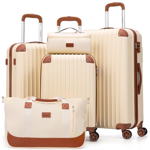 Cosbarn Luggage Sets 5 Piece Suitcases with Wheels, Suitcase Set ABS Hard Case Luggage with TSA Lock Spinner Wheels Durable Travel Luggage
