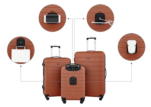 Wrangler Smart Spinner Hardside Luggage, 3 Piece Set, Burnt Orange