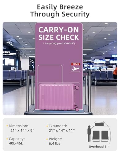LARVENDER Carry On Luggage 22x14x9 Airline Approved, 20 Inch Expandable PC+ABS Hardside Suitcase Carry On Luggage with Spinner Wheels TSA Lock for Women Men (Berry)