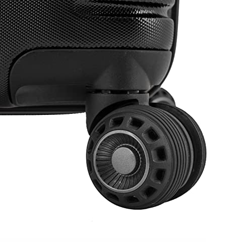 Traveler's Choice Archer Polycarbonate Hardside Spinner Luggage Set, Tie Down Straps, Black, Checked 29-Inch